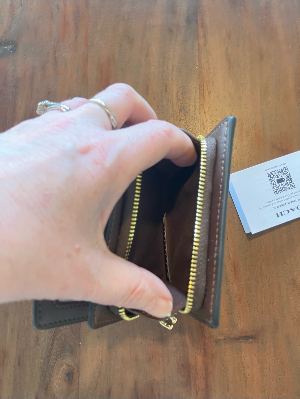 Coach Brown Leather Snap Wallet with Gold-Tone Hardware - Picture 4 of 6